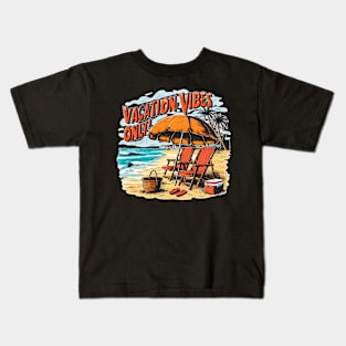 Vacation vibes only! fun summer vacation travel puns tee 2 Kids T-Shirt